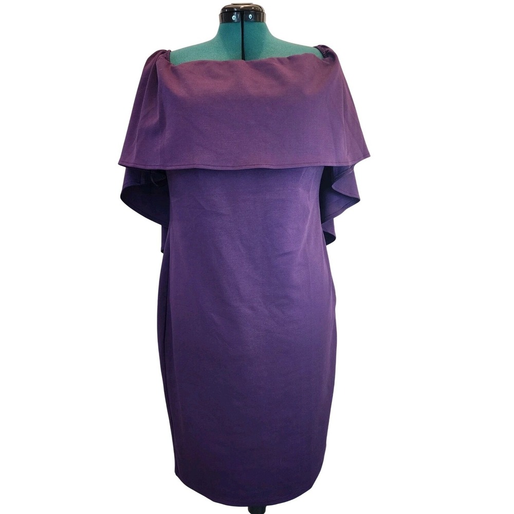 Grace Karin Batwing Off The Shoulder Cocktail Party Dress Purple Knee Length XL